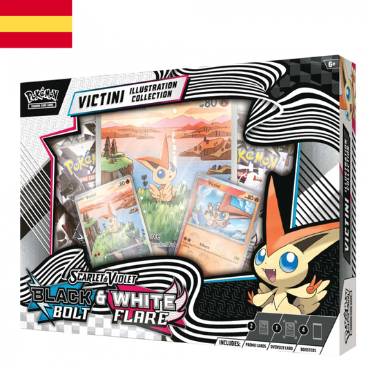 Pokémon - Caja Illustration Collection Victini Fulgor Negro y Llama Blanca (ESP)